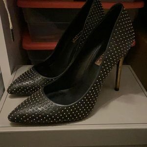 Never used black with gold rhinestones heel